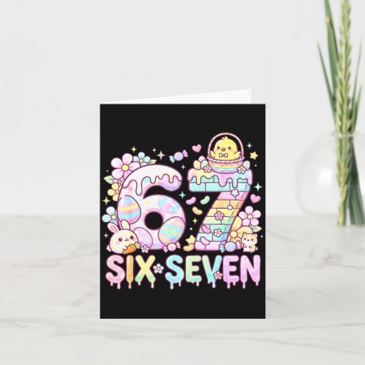Happy Easter Day 67 Bunny Six Seven Easter Eggs 6  Kaart (Voorkant)