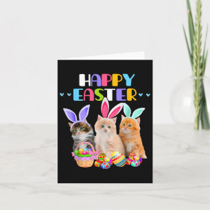 Happy Easter Day Bunny Cat Eggs Bysket Mannen Vrou Kaart