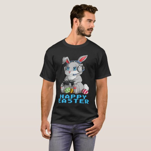 Happy Easter Day Bunny Egg  Boys Girls Kids Gamer T-shirt (Voorkant volledig)