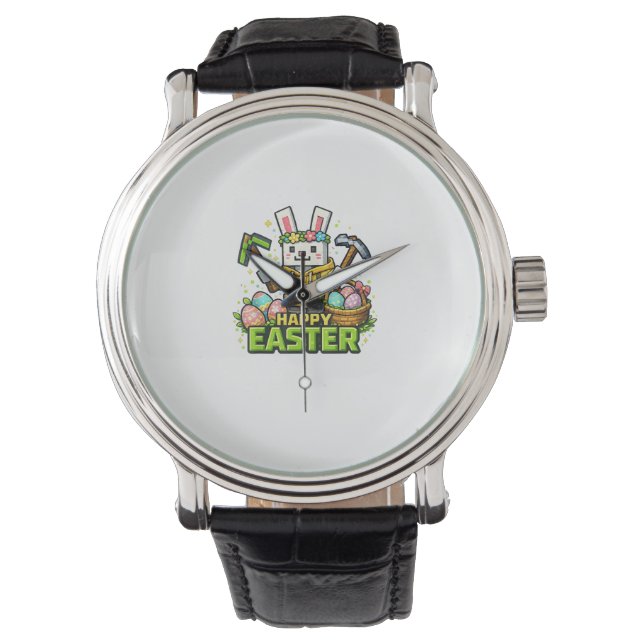 Happy Easter Day Bunny Egg Gamer Video Game Kids M Horloge (Voorkant)