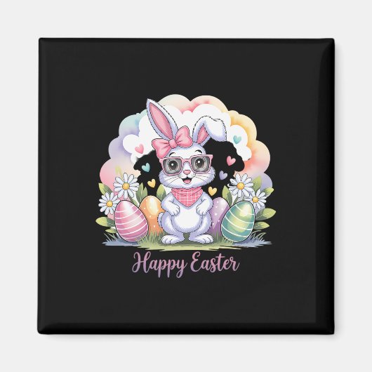 Happy Easter Day Bunny Eggs Schattige Happy Easter Magneet (Voorkant)