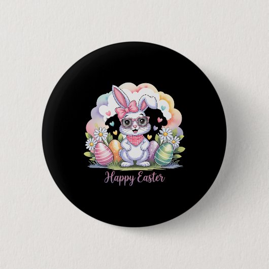 Happy Easter Day Bunny Eggs Schattige Happy Easter Ronde Button 5,7 Cm (Voorkant)