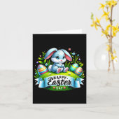 Happy Easter Day Bunny Funny Matching Pasen 2024 Kaart (Gele Bloem)