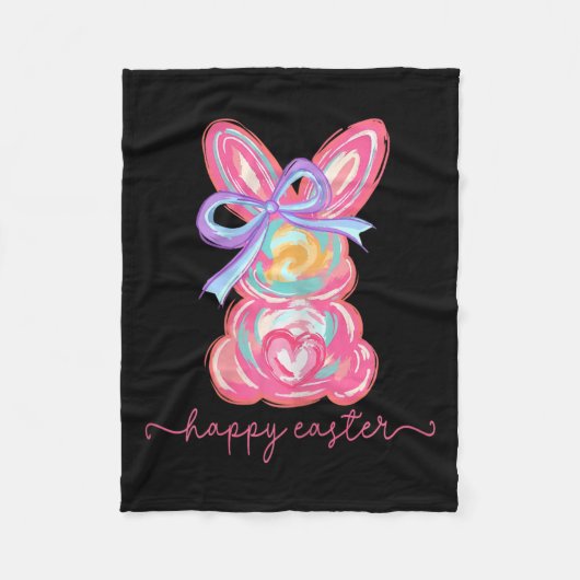 Happy Easter Day Bunny Rabbit Brushstroke T-shirt Fleece Deken (Voorkant)
