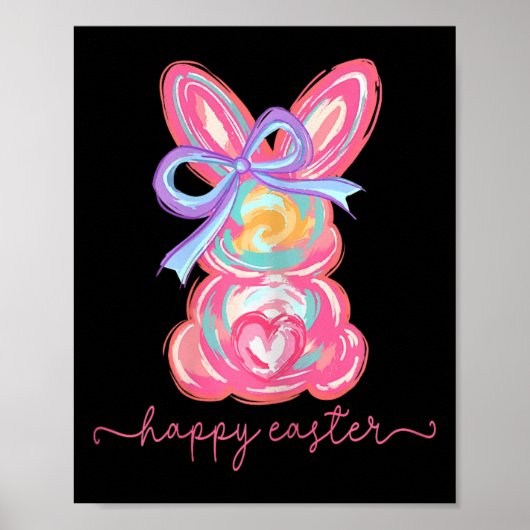 Happy Easter Day Bunny Rabbit Brushstroke T-shirt Poster (Voorkant)