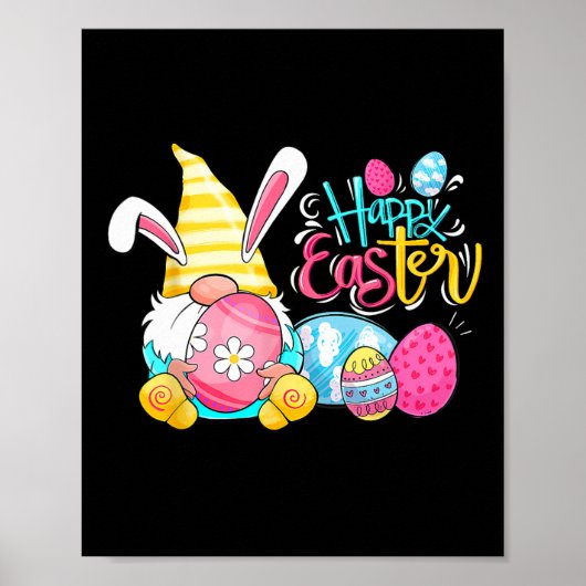 Happy Easter Day Bunny Spring Gnome Easter Boy Poster (Voorkant)