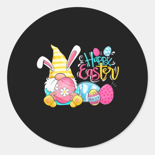 Happy Easter Day Bunny Spring Gnome Easter Boy Ronde Sticker (Voorkant)