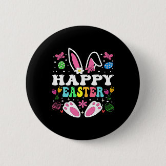 Happy Easter Day, Cute Colorful Egg Hunting Women  Ronde Button 5,7 Cm