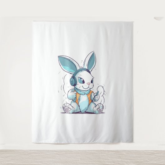 Happy Easter Day Egg Bunny Funny Gamer Boys Kinder Wandkleed (Voorkant)