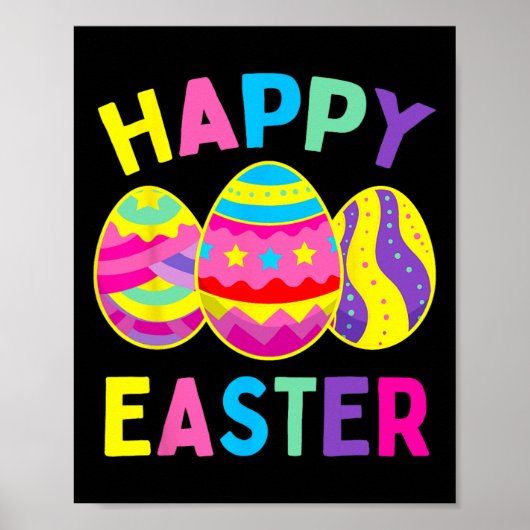 Happy Easter Day Egg Hunting Easter Bunny Poster (Voorkant)