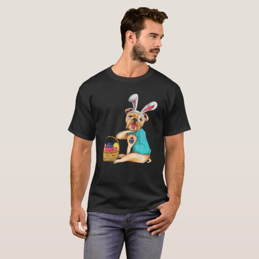 Happy Easter Day Funny Bulldog Paashum Costum T-shirt (Voorkant volledig)
