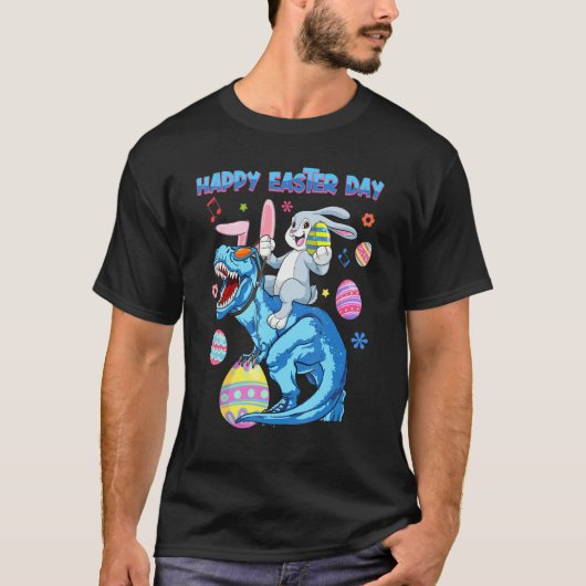 Happy Easter Day Funny Graphic Cute Bunny Riding D T-shirt (Voorkant)