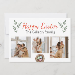 Happy easter day, happy easter voor familie 3 foto feestdagenkaart