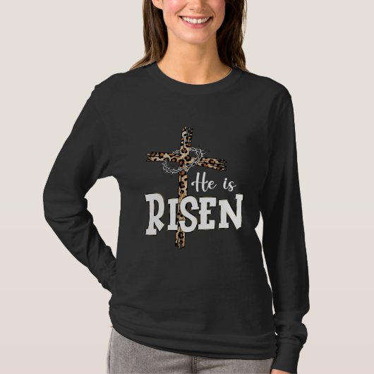 Happy Easter Day He Is Risen Jesus Leopard Christi T-shirt (Voorkant)