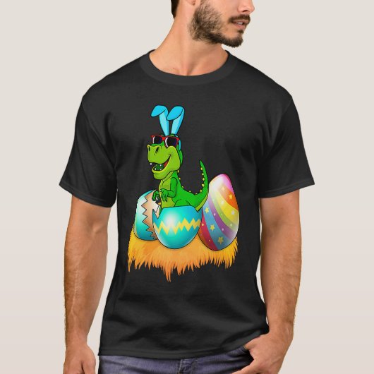 Happy Easter Day Rex Saurus Dinosaur Bunny Eggs To T-shirt (Voorkant)