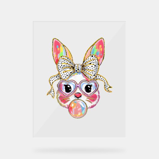 Happy Easter Day Schattige Bunny Rabbit Coquette B Acryl Bord (Voorkant)