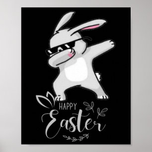 Happy Easter Day Schattige Dubbing Bunny Rabbit Fu Poster