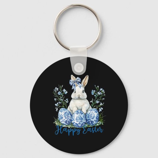 Happy Easter Day Schattige Egg Bunny Celebrate Vro Sleutelhanger (Voorkant)