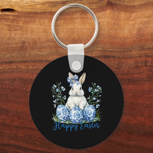 Happy Easter Day Schattige Egg Bunny Celebrate Vro Sleutelhanger (Voorkant)