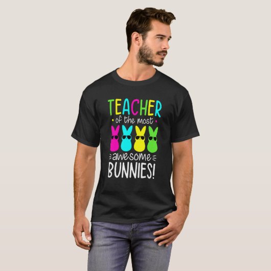 Happy Easter Day Teacher Women Easter Teacher Bunn T-shirt (Voorkant volledig)