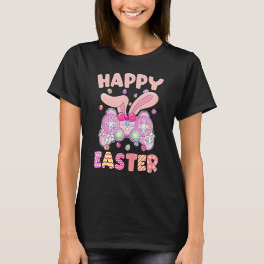 Happy Easter Day Video Game Controller Bunny Gamer T-shirt (Voorkant)