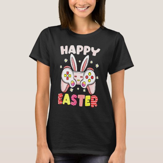 Happy Easter Day Video Game Controller Bunny Gamer T-shirt (Voorkant)