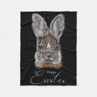Happy Easter Day With My Bunny Face Realistic Grap Fleece Deken