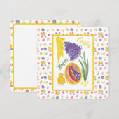 Happy Easter decorated egg, chicken and sun Aankondiging (Voorkant / Achterkant)