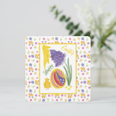 Happy Easter decorated egg, chicken and sun Aankondiging (Staand voorkant)