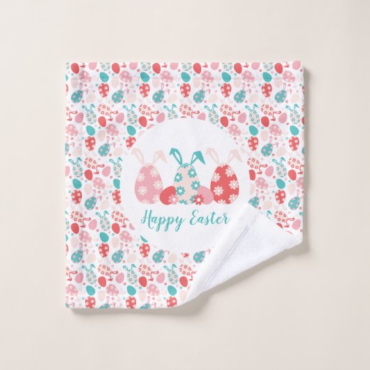 Happy Easter Decorated Eggs Bunny Ears Bad Handdoek (Wasdoekje)