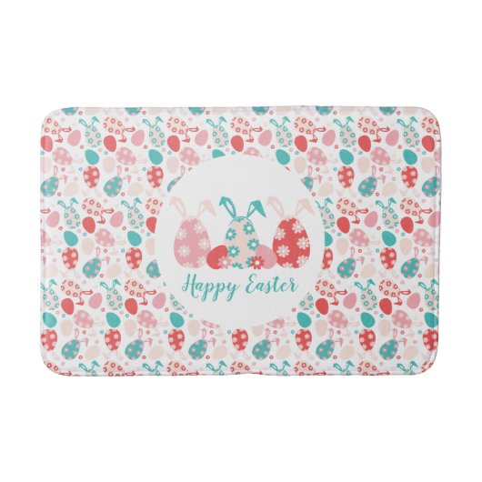 Happy Easter Decorated Eggs Bunny Ears Badmat (Voorkant)