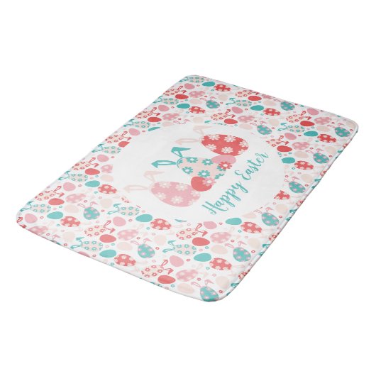 Happy Easter Decorated Eggs Bunny Ears Badmat (Gekanteld)