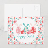 Happy Easter Decorated Eggs Bunny Ears Briefkaart (Voorkant / Achterkant)