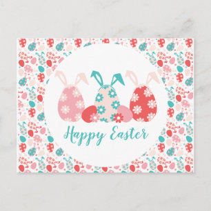 Happy Easter Decorated Eggs Bunny Ears Briefkaart