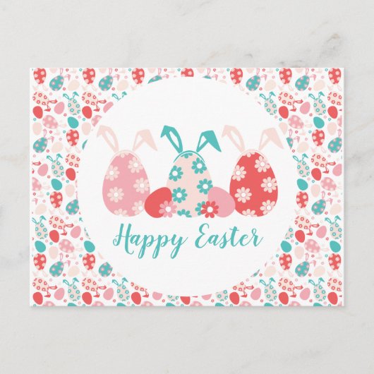 Happy Easter Decorated Eggs Bunny Ears Briefkaart (Voorkant)