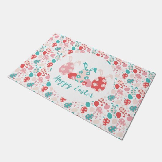 Happy Easter Decorated Eggs Bunny Ears Deurmat (Schuin)