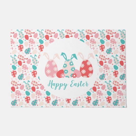 Happy Easter Decorated Eggs Bunny Ears Deurmat (Voorkant)