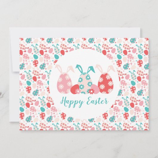 Happy Easter Decorated Eggs Bunny Ears Feestdagenkaart (Voorkant)