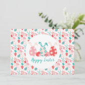 Happy Easter Decorated Eggs Bunny Ears Feestdagenkaart (Staand voorkant)