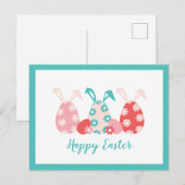 Happy Easter Decorated Eggs Bunny Ears Feestdagenkaart (Voorkant / Achterkant)