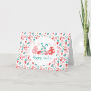 Happy Easter Decorated Eggs Bunny Ears Kaart