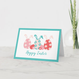 Happy Easter Decorated Eggs Bunny Ears Kaart