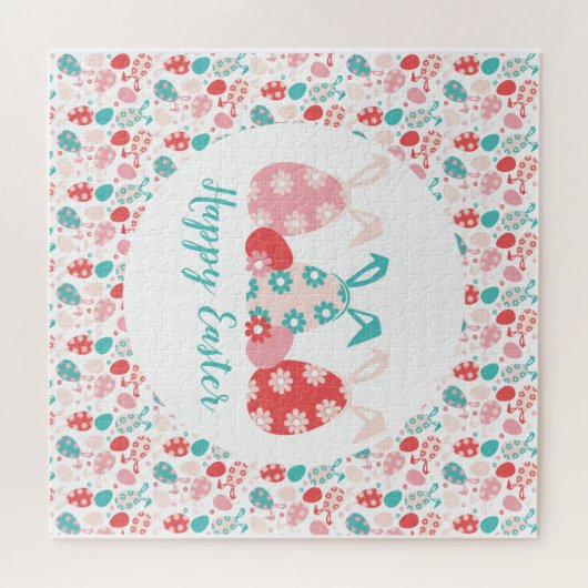 Happy Easter Decorated Eggs Bunny Ears Legpuzzel (Horizontaal)