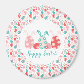 Happy Easter Decorated Eggs Bunny Ears Magneet (Voorkant)