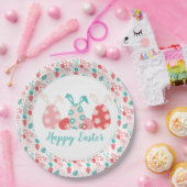Happy Easter Decorated Eggs Bunny Ears Papieren Bordje (Feest)