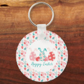 Happy Easter Decorated Eggs Bunny Ears Sleutelhanger (Voorkant)