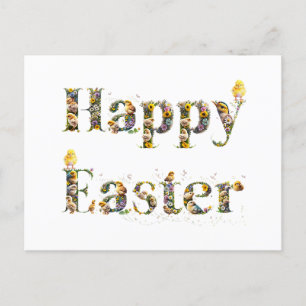 Happy Easter Decoratieve tekst Baby Chicks Feestdagenkaart
