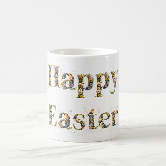 Happy Easter Decoratieve tekst Baby Chicks Koffiemok (Center)