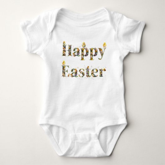 Happy Easter Decoratieve tekst Baby Chicks Romper (Voorkant)