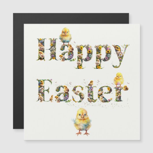 Happy Easter Decoratieve tekst Baby Chics (Voorkant / Achterkant)